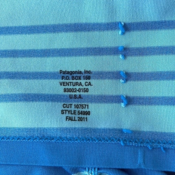 Patagonia Stripe Print Cinched Side Athletic Tank Top Built-In Bra - Picture 8 of 10